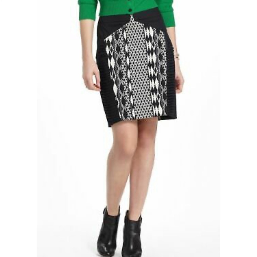Floreat for Anthropologie Ikat BW Pencil Skirt Sz4